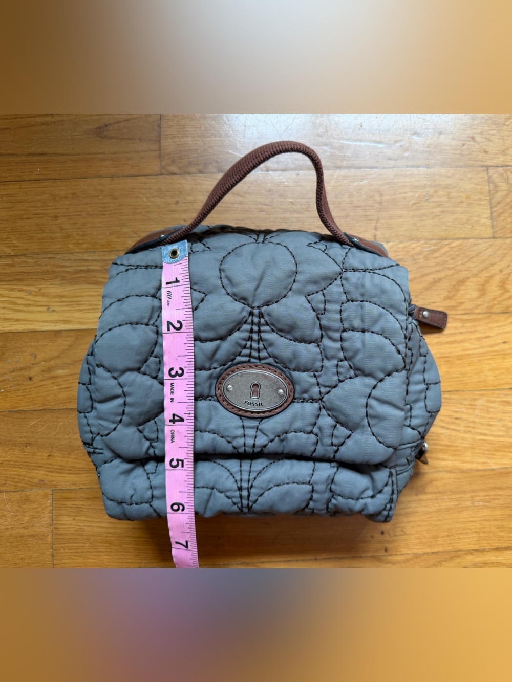 Vintage Y2K Fossil Key-Per Gray Quilted Folding Toiletry & Makeup Bag - Picture 6 of 10